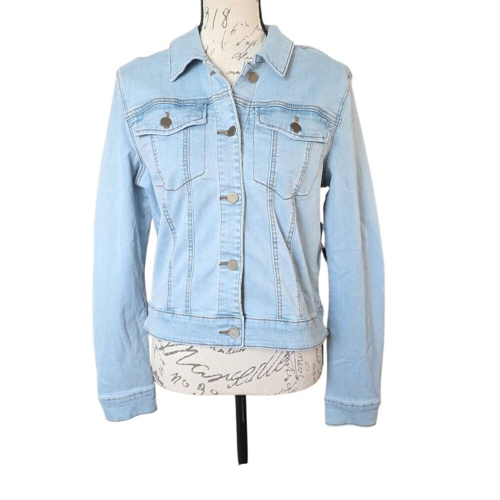 Kut From The Kloth Women’s Size Large Lt Blue Julia Crop Denim Jean Jacket